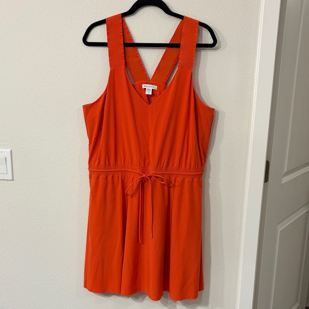 Athleta Orange Sleeveless Dress with Tie Waist